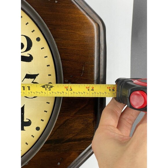 Vintage New England Clock Co Wood glass Wall Clock 20" flowers - Picture 12 of 16